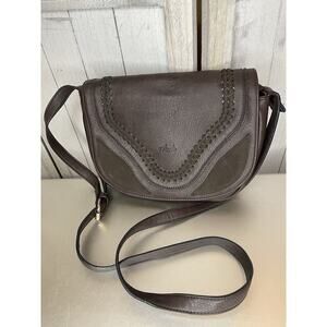 Amelie Galanti Medium Brown Chocolate Flap Zip Crossbody Bag Purse
